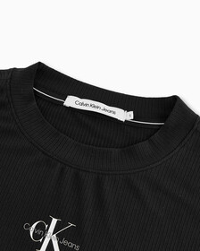 Side Gather Monogram Tee Dress, Ck Black, hi-res