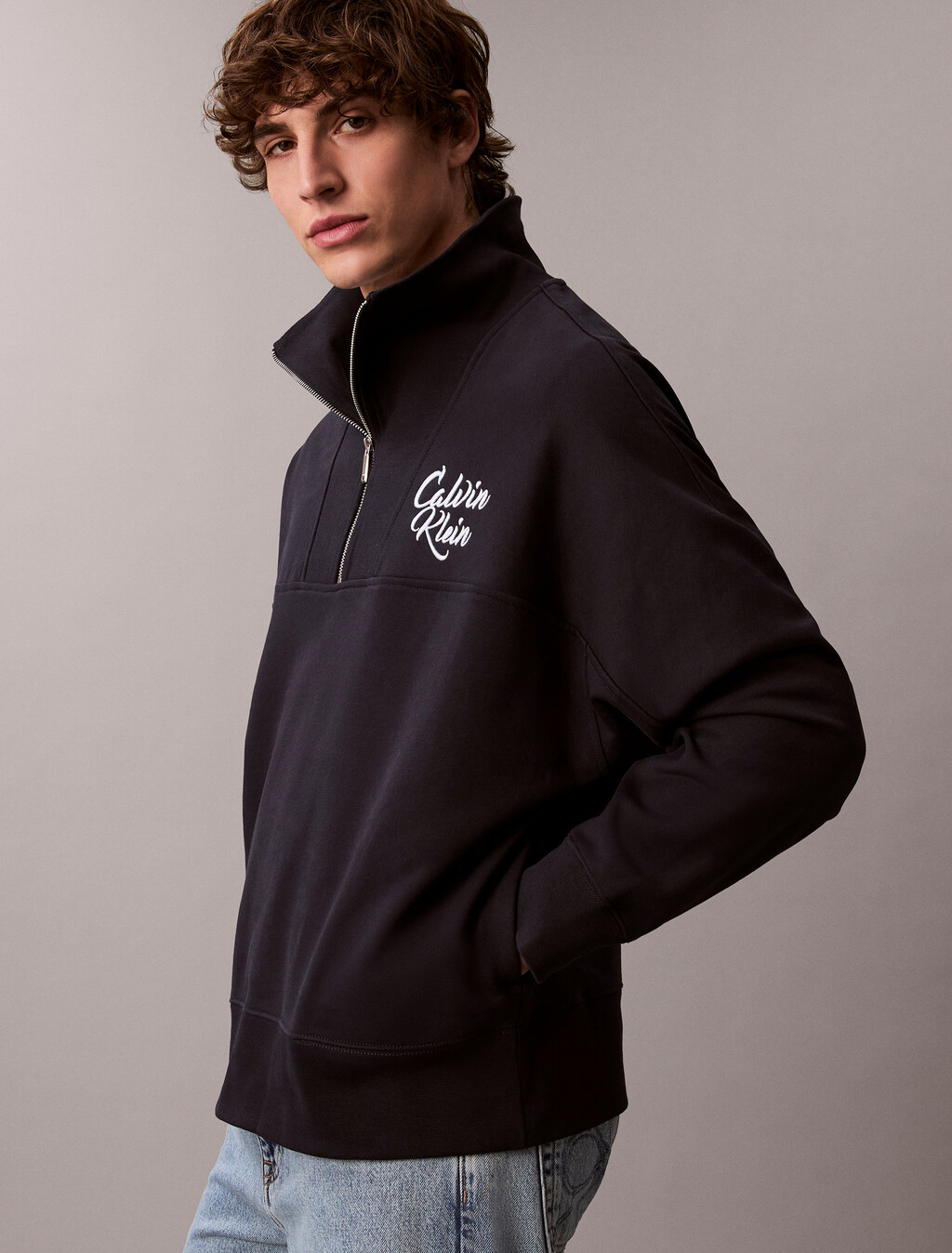 Premium Fleece Relaxed Quarter Zip Sweatshirt, Dark Sapphire, hi-res