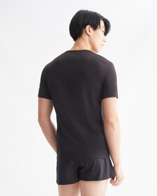 MODERN COTTON 彈性圓領 T 裇 2 件裝, Black/Black, hi-res
