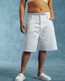 Pride High Rise Relaxed Denim Shorts, Bright White, hi-res