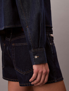 Cropped Denim Dad Shirt, CHESAPEAKE BAY, hi-res