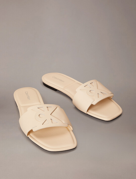 Amira - Leather Square Toe Flat Sandals