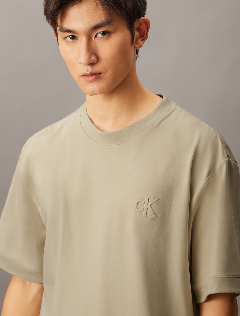 Embossed Monogram Interlock Tee, Moonbeam, hi-res
