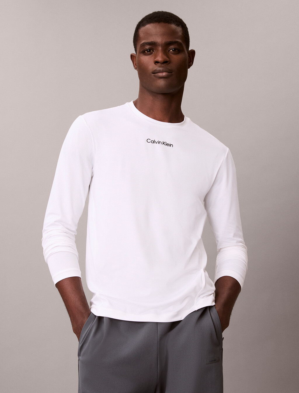 運動長袖 T 恤, Classic White, hi-res
