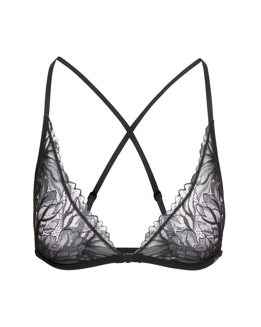 Lace Triangle Bra, Black, hi-res