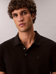 Stretch Cotton Slim Polo, Black, hi-res