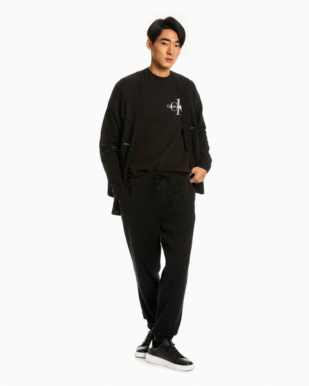 Logo Stripe 開襟衫, Ck Black, hi-res