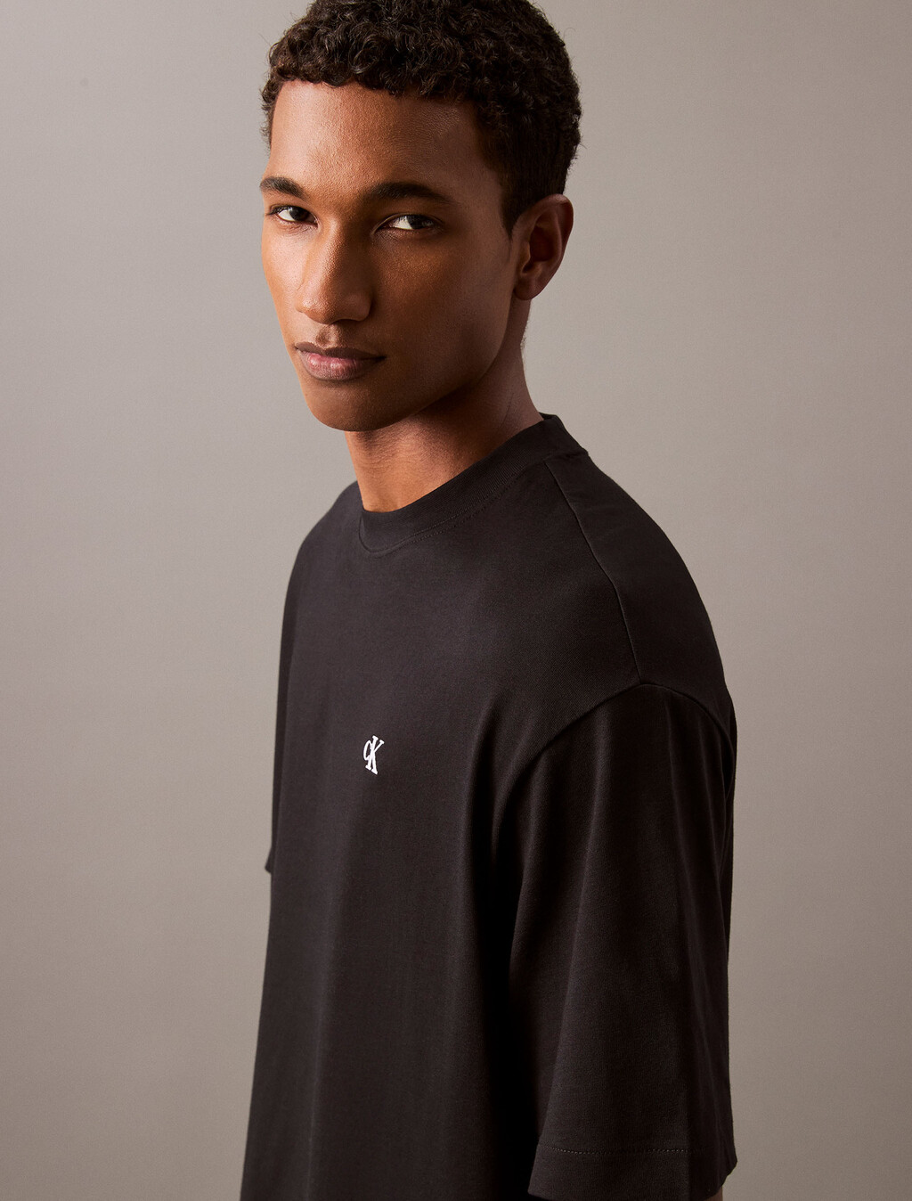 Calvin Logo Crew Neck Tee, Black Beauty, hi-res