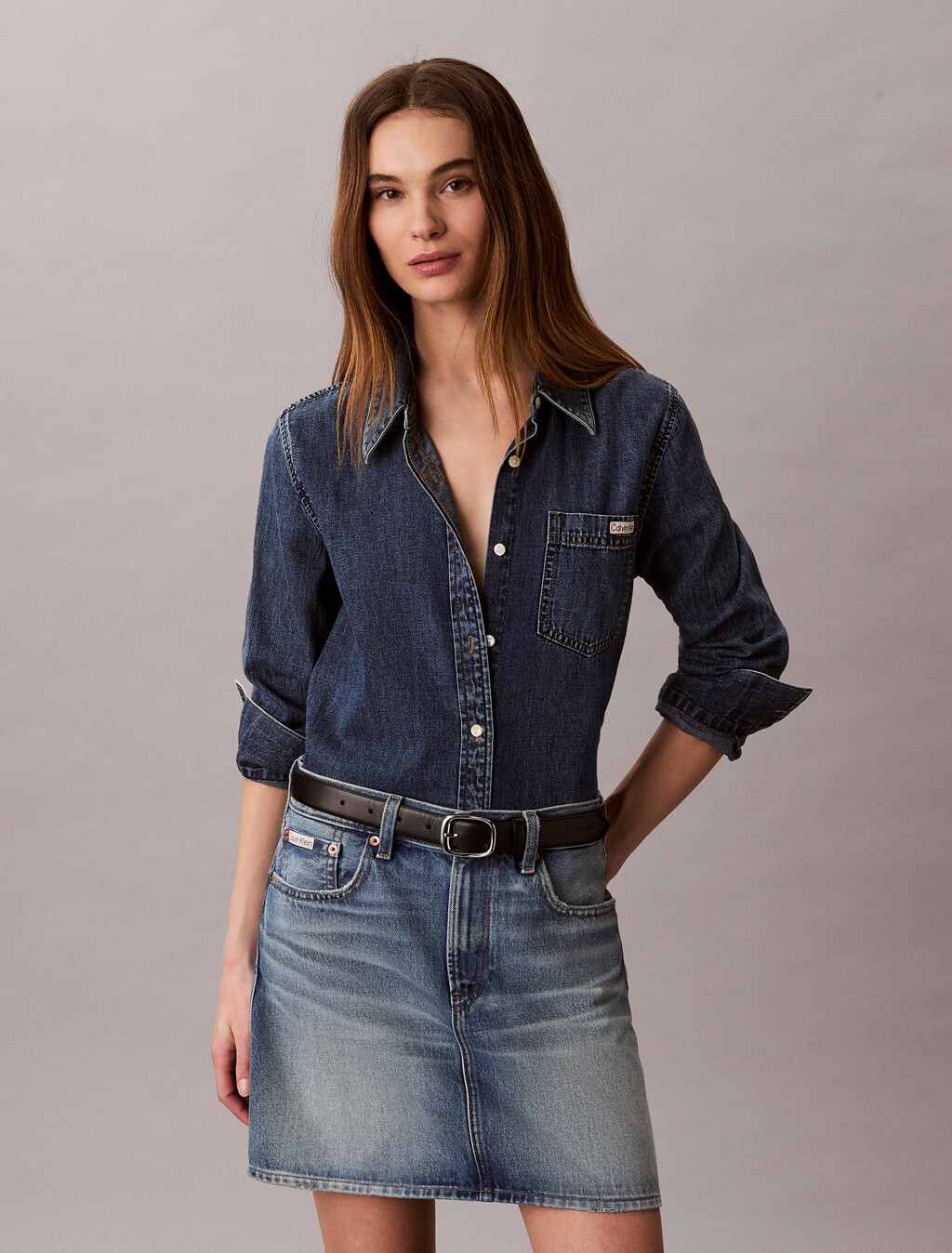 Denim Mini Skirt, BASSET BLUE, hi-res