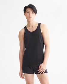 MODERN COTTON 彈性背心 2 件裝, Black/Black, hi-res