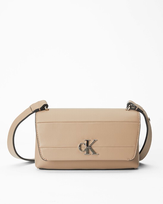 Minimal Monogram East-West Flap Textured Crossbody