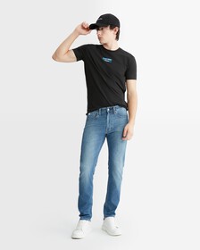Mid Logo Print Slim Fit Tee, Ck Black, hi-res