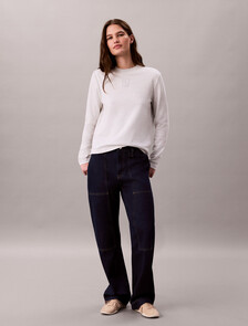 Interlock Cotton Emblem Mock Neck Tee, Light Grey Heather, hi-res