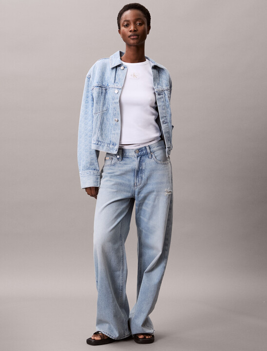 Monogram Logo Cropped Denim Jacket