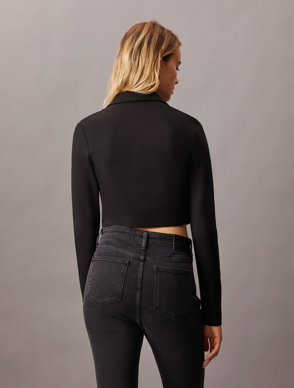 Milano Button Cropped Cardigan, Ck Black, hi-res