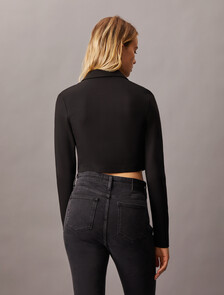 Milano Button Cropped Cardigan, Ck Black, hi-res
