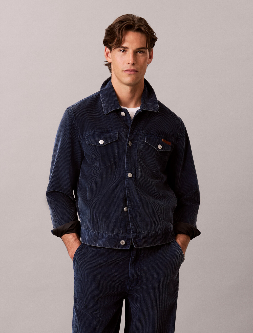 Washed Corduroy Trucker Jacket, Pageant Blue, hi-res