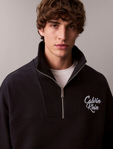 Premium Fleece Relaxed Quarter Zip Sweatshirt, Dark Sapphire, hi-res