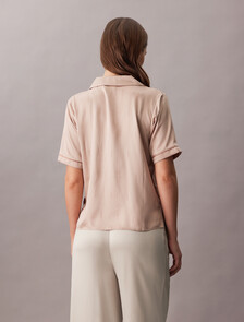 Satin Sheen Pyjama Shirt, 18724 STITCH STRIPE LOGO+Cedar, hi-res
