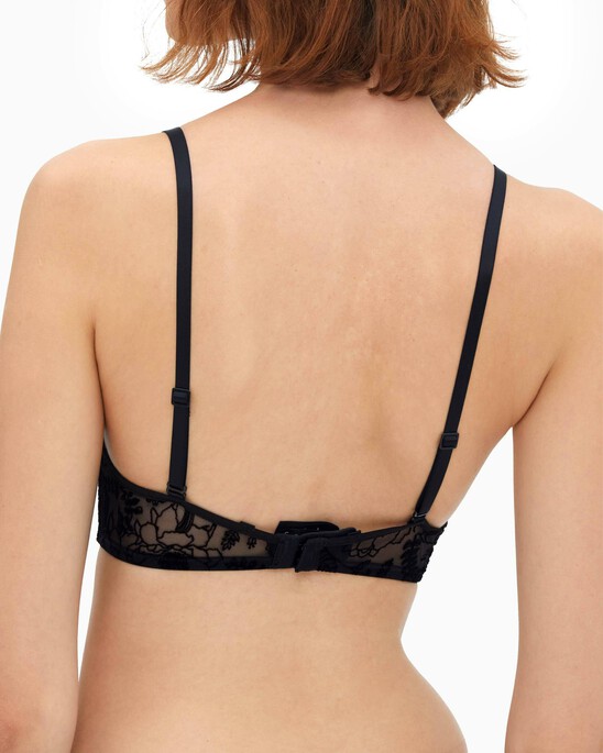 CK BLACK WILDFLOWER PUSH UP PLUNGE BRA