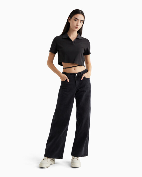 Modern Metals Cropped Polo Shirt With Logo Charm