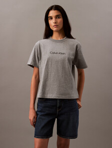 Calvin Klein Hero Modern 方形剪裁 T 恤, Med Gray Heather, hi-res
