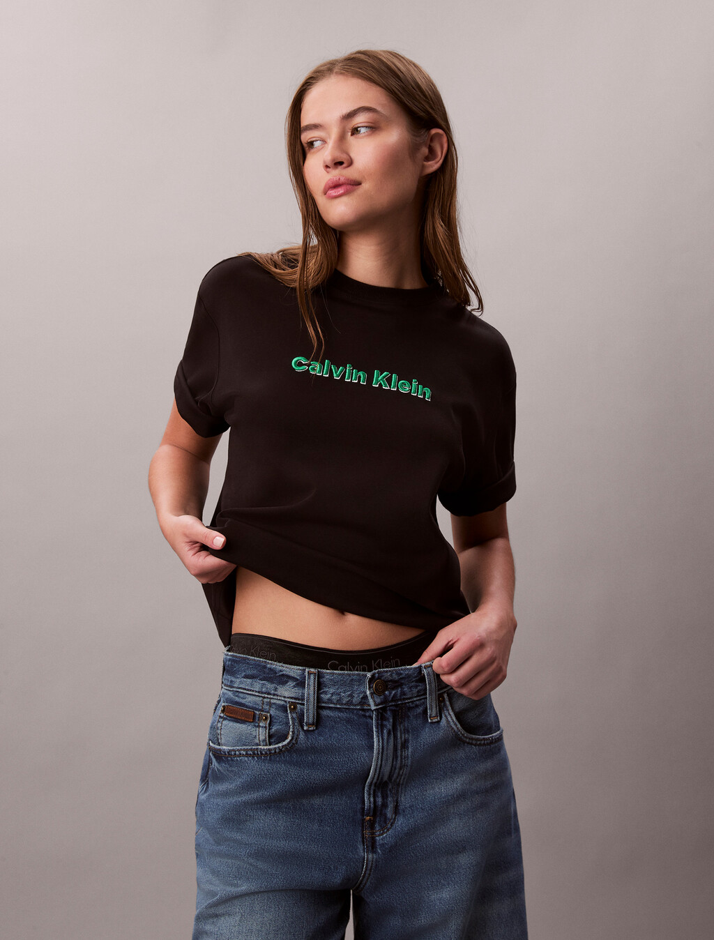 Embroidered Logo Graphic Classic T-Shirt, Black, hi-res