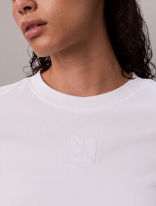 Interlock Cotton Emblem Mock Neck Tee, Brilliant White, hi-res