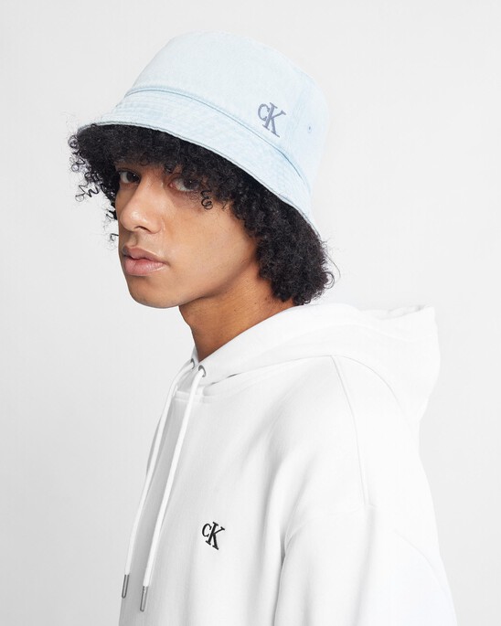 Washed Denim Monogram Bucket Hat