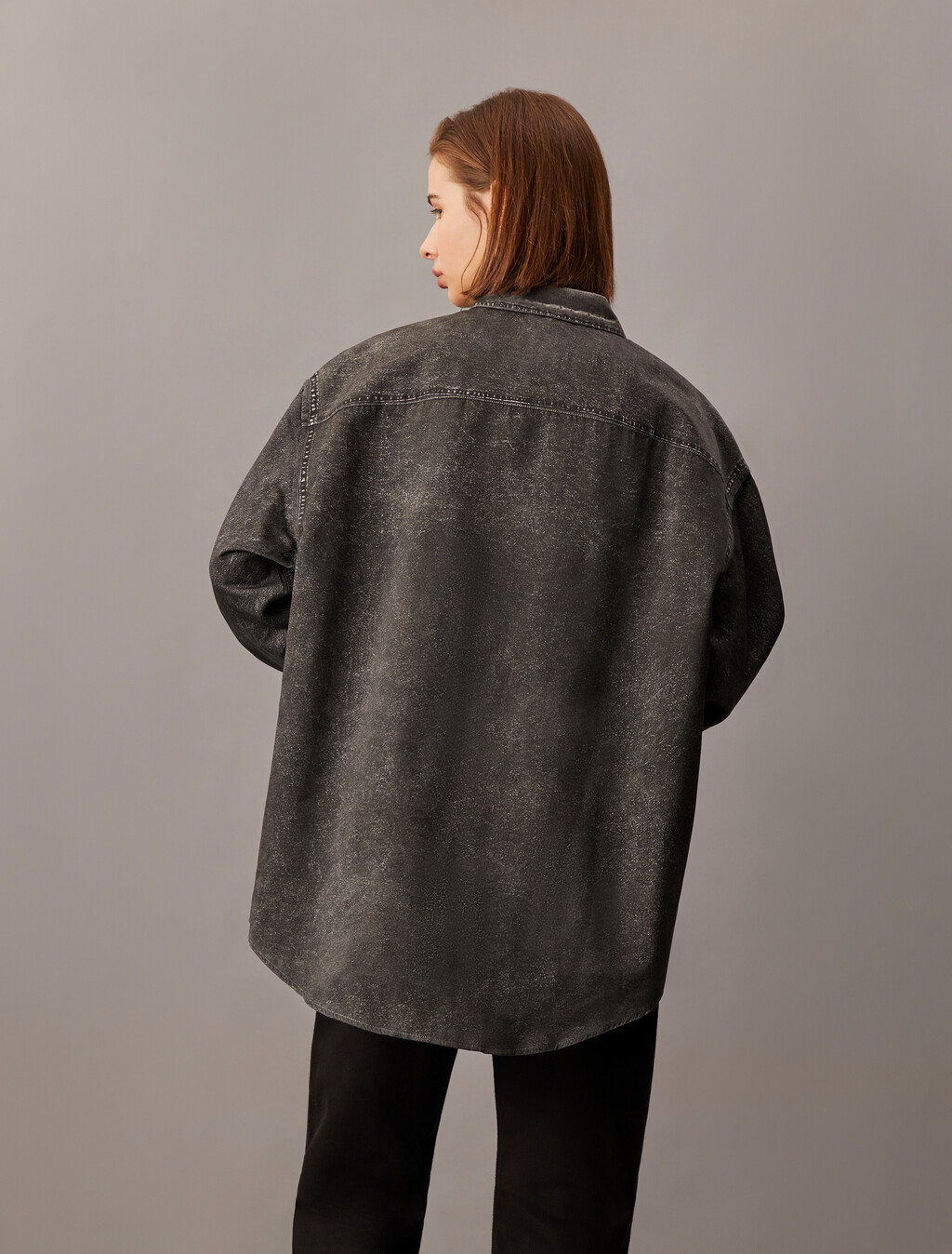 錯視牛仔效果襯衫, Black Denim Print, hi-res