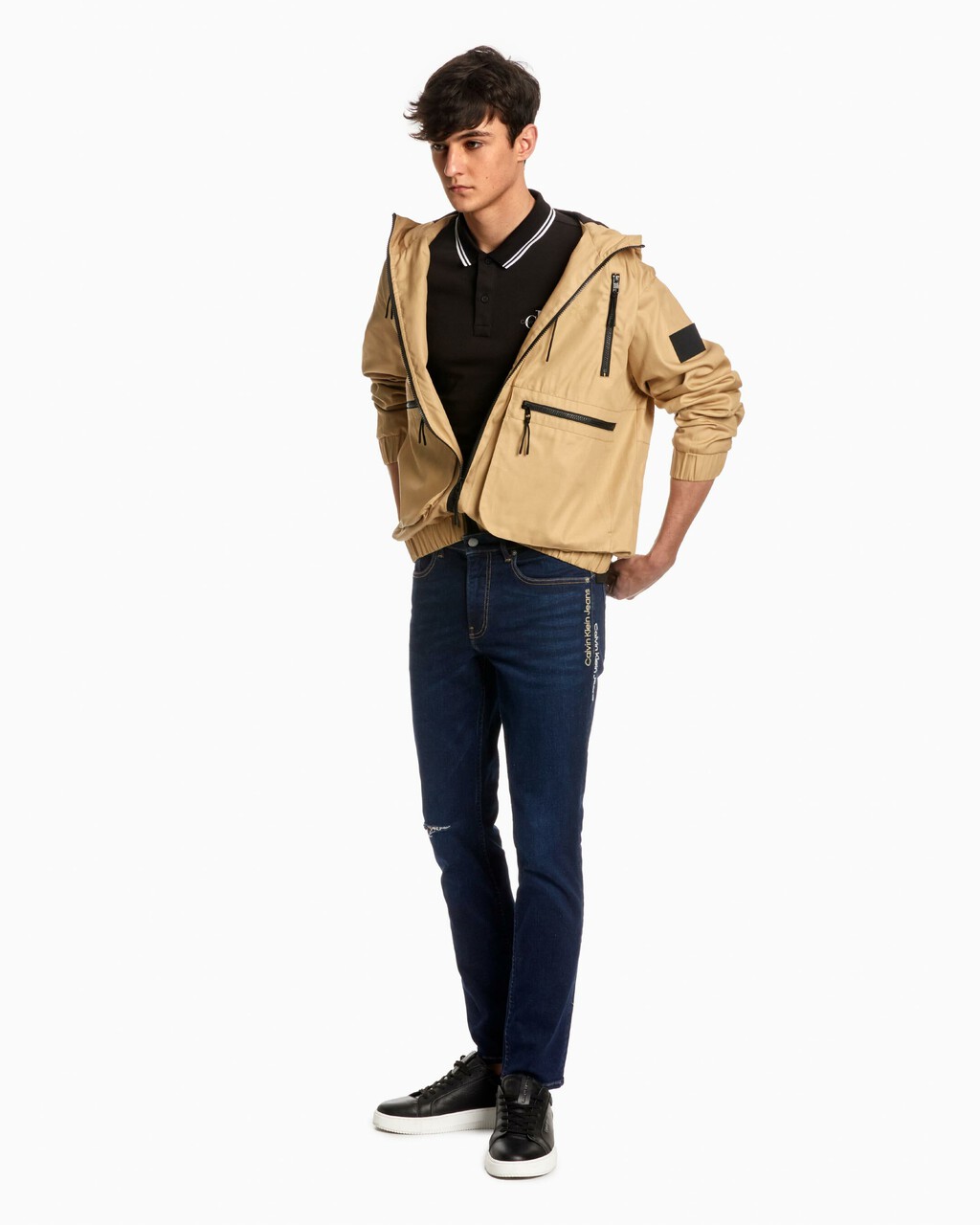 INFINITE FLEX BODY 緊身牛仔褲, Dark Blue Dstr Tonal Logo, hi-res
