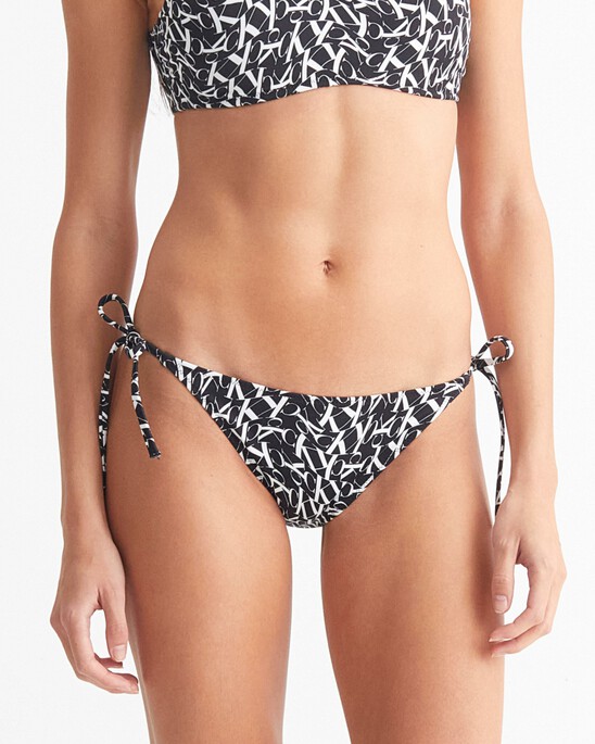 CK ONE WARPED MONOGRAM SIDE TIE STRING BIKINI