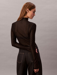 Monogram Mesh Top, Black, hi-res