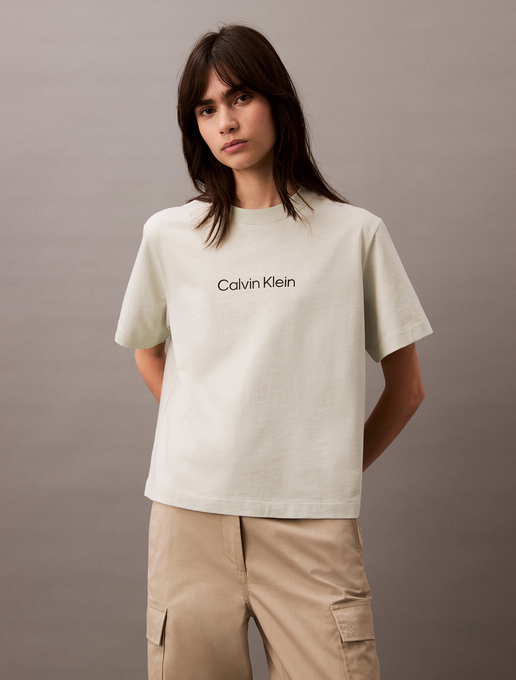 Relaxed Standard Logo Crewneck Tee, Green Tint, hi-res