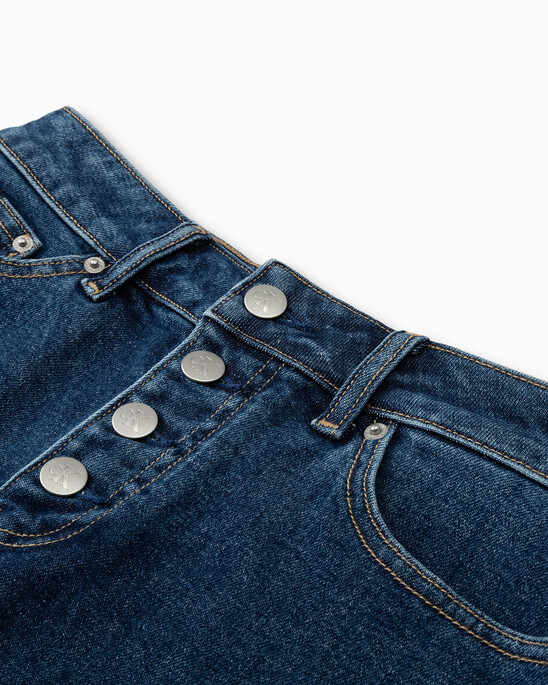 RECONSIDERED HIGH RISE WIDE LEG DENIM SHORTS