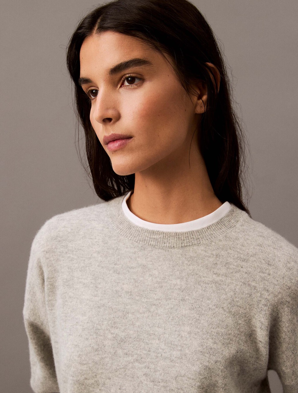 Cashmere Crewneck Sweater, B10 Grey Heather, hi-res