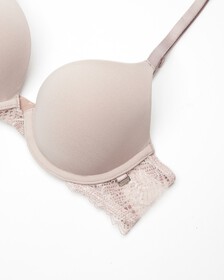 SCALLOPED LACE LIGHTLY LINED DEMI BRA, Gray Rose, hi-res