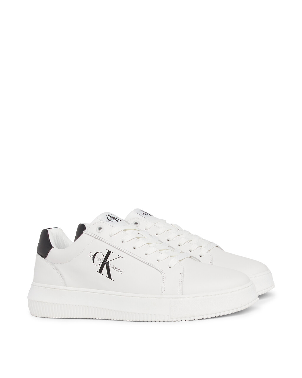 Leather Trainers, White/Black, hi-res