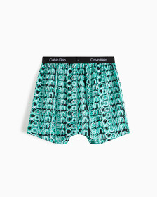 CALVIN KLEIN 1996 梭織棉質平角內褲, LAYERED WAVY LOGO PRINT_FRESH PEPPERMINT, hi-res