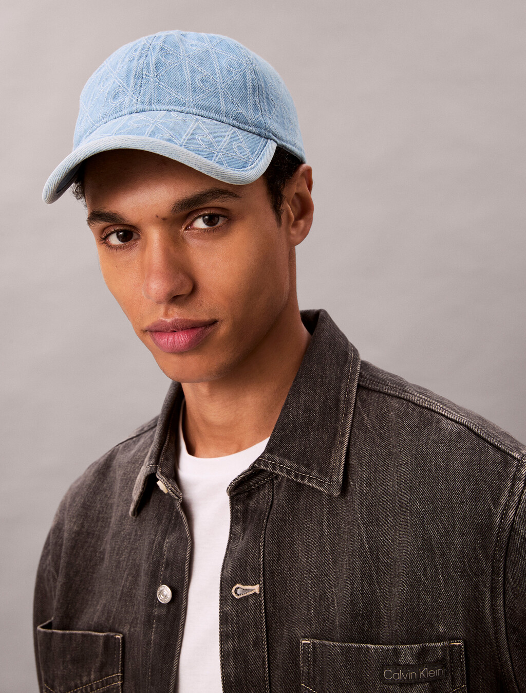 Monogram Quilted Denim Baseball Cap, Vintage Denim, hi-res
