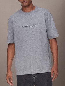Calvin Logo 圓領上衣, Medium Grey Heather, hi-res