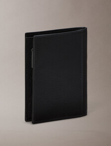 Leather RFID Emblem Logo Billfold Wallet, Black, hi-res