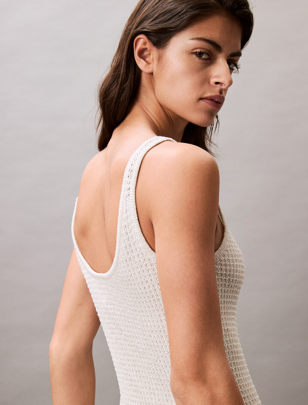 Sweater Stitch Midi Dress, Silver Birch, hi-res