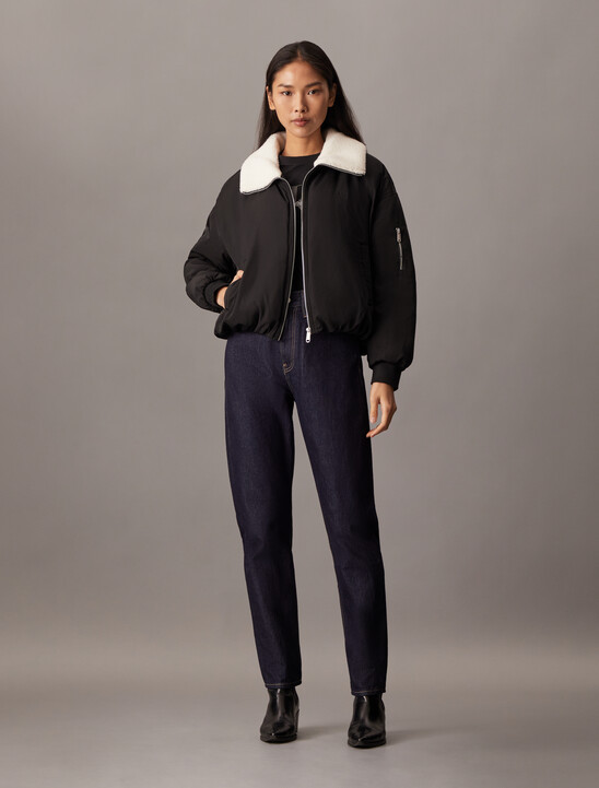 Fleece Collar Bomber Jacket