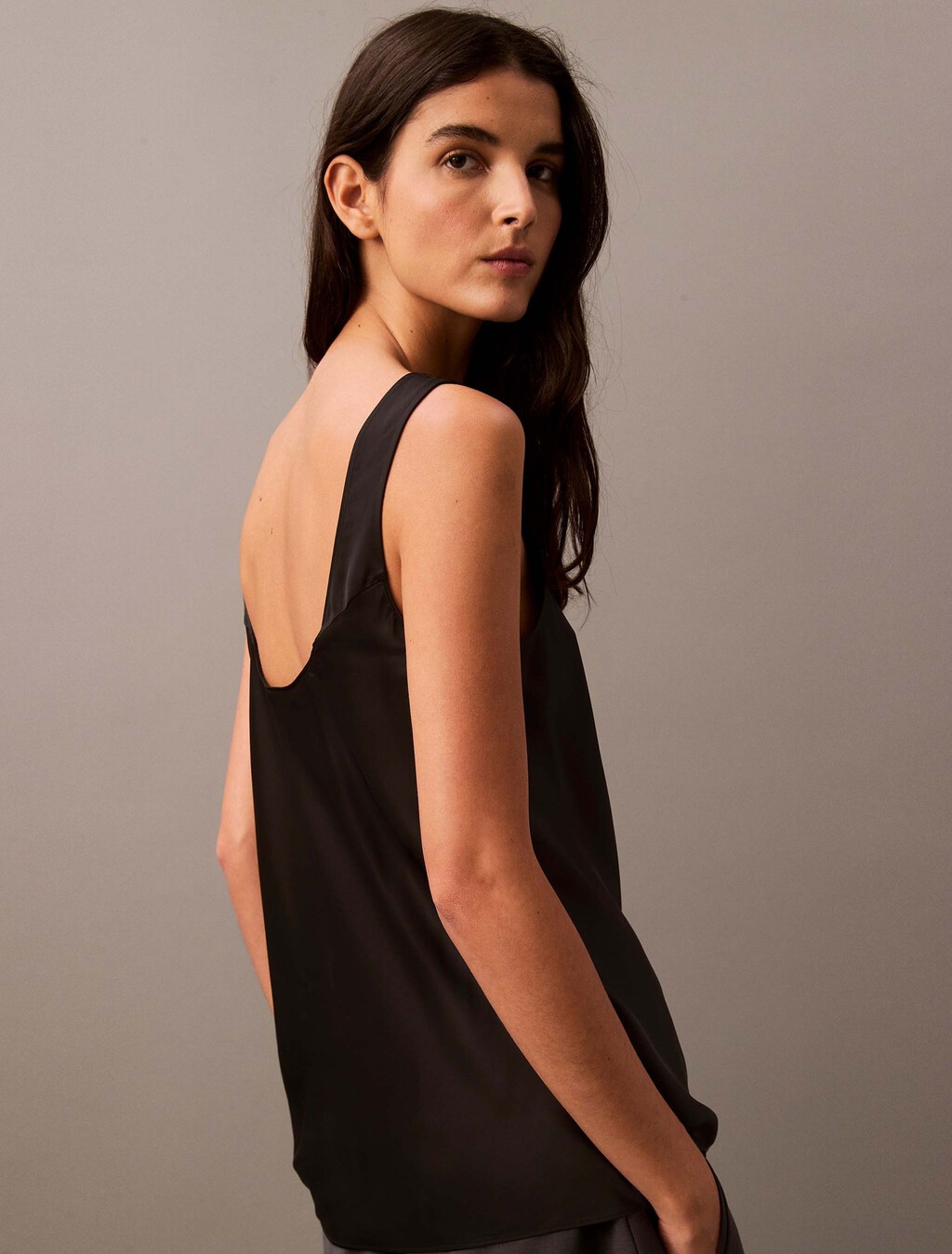 Viscose Tank Top, Black, hi-res