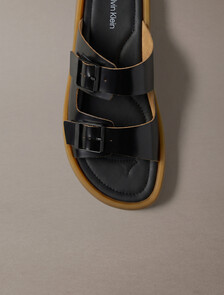 CK Milo 皮革扣環涼鞋, Black/Honey, hi-res