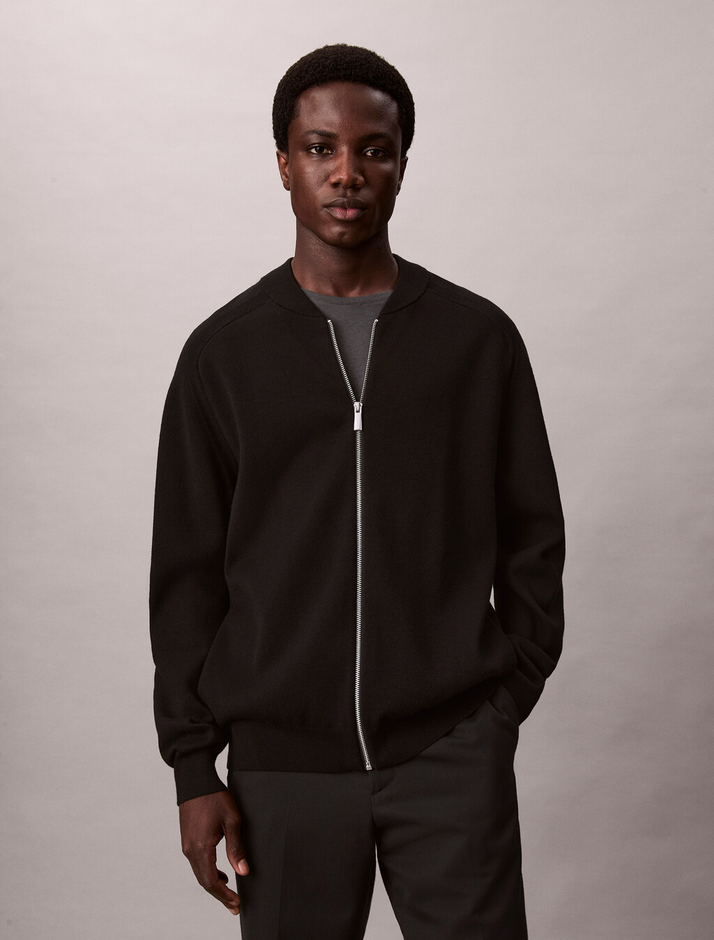 Tech Knit Bomber, Black, hi-res