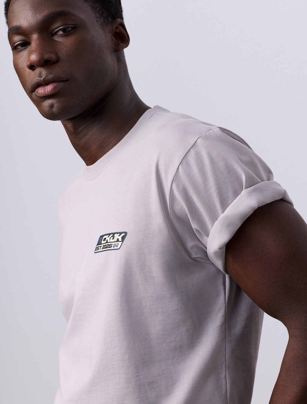 Jung Kook for Calvin Klein Logo Badge Relaxed T-Shirt, Sterling, hi-res