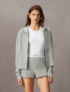 Icon 棉質毛圈睡裝連帽外套, Grey Heather, hi-res