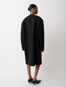 Cora無領大衣, Black, hi-res